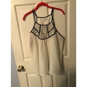Forever 21 PLUS White Flowy Top w/ Black Lace